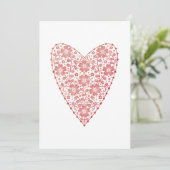 Hart Scandinavisch Rood Wit Wintervakantie Feestdagenkaart (Staand voorkant)