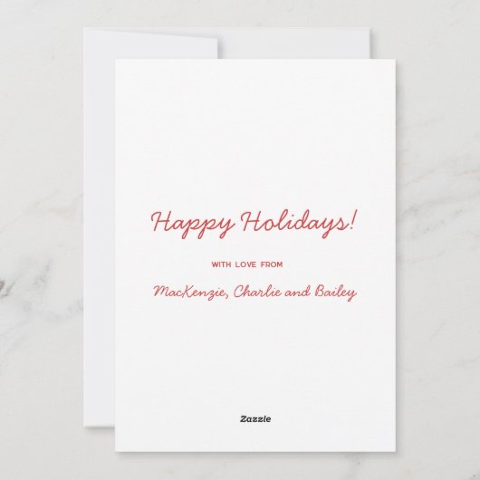 Hart Scandinavisch Rood Wit Wintervakantie Feestdagenkaart (Achterkant)