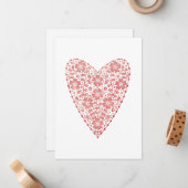 Hart Scandinavisch Rood Wit Wintervakantie Notitiekaartje (Voorkant / Achterkant in situ)