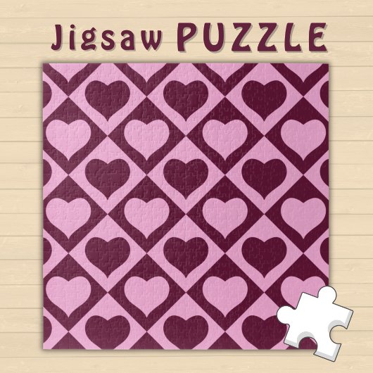 Hart schaakbordpatroon Bordeaux Roze - Legpuzzel