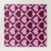 Hart schaakbordpatroon Bordeaux Roze - Legpuzzel (Horizontaal)