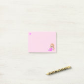 Hart & Schattig Fee met Madeliefje op Licht Roze Post-it® Notes (Op bureau)