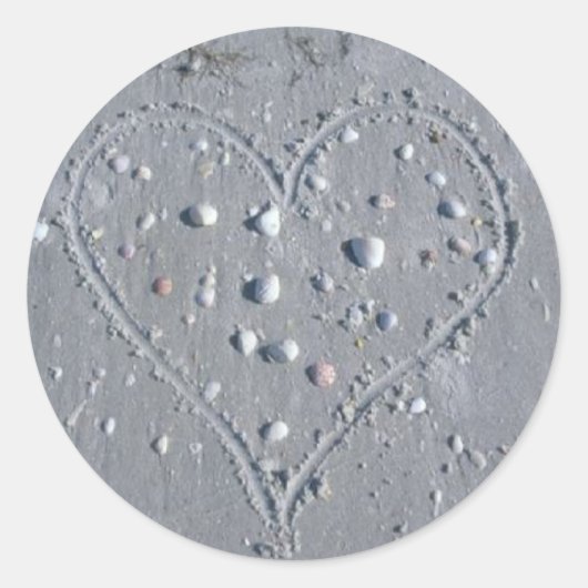Hart (schelpen) ronde sticker (Voorkant)