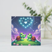 Hart Schildpad Liefde is altijd aanwezig Feestdagenkaart (Staand voorkant)