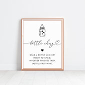 Hart Script Baby Shower Fles Chug Game Bord Poster