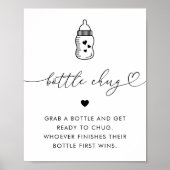 Hart Script Baby Shower Fles Chug Game Bord Poster (Voorkant)