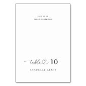 Hart Script Bruiloft Plaats Kaart met Gast Naam (Voorkant)