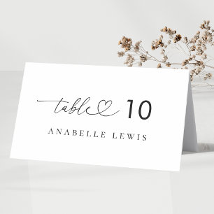 Hart Script Bruiloft Plaats Kaart met Gast Naam