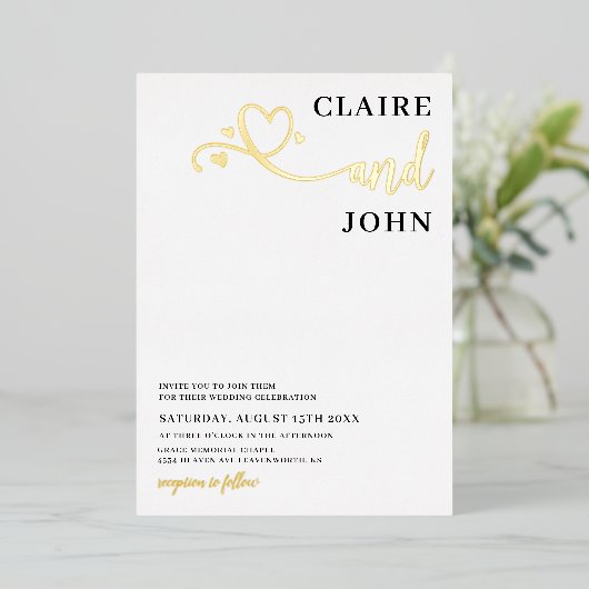 Hart Script bruiloft uitnodiging (Staand Voorkant)