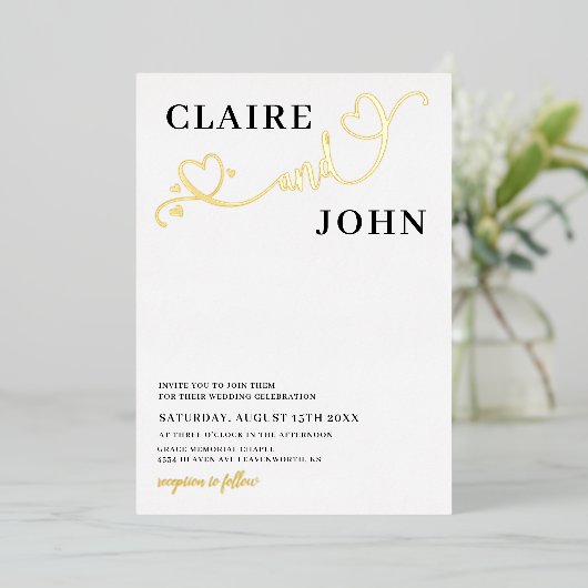 Hart Script bruiloft uitnodiging (Staand Voorkant)