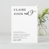 Hart Script bruiloft uitnodiging (Staand voorkant)