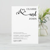 Hart Script bruiloft uitnodiging (Staand voorkant)