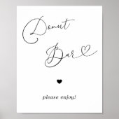 Hart Script Donut Bar Zwart Wit Trouwteken Poster (Voorkant)