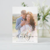 hart script elegante trouwfoto dank je wel bedankkaart (Staand voorkant)