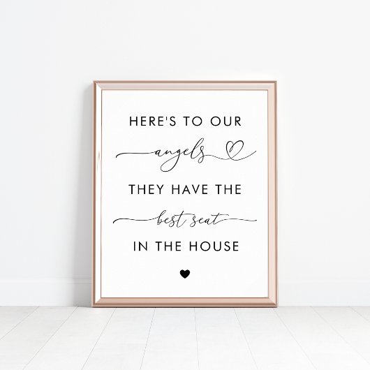 Hart script engelen in herinnering van bruiloft te poster