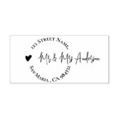 Hart Script Familienaam Bruiloft Retouradres Zelfinktende Stempel (Design)