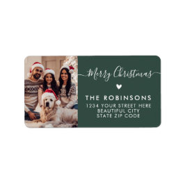 Hart Script Foto Groene Kerst Retour Adres Etiket