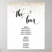 Hart Script & Gouden Confetti "The Bar" Menubord Poster (Voorkant)