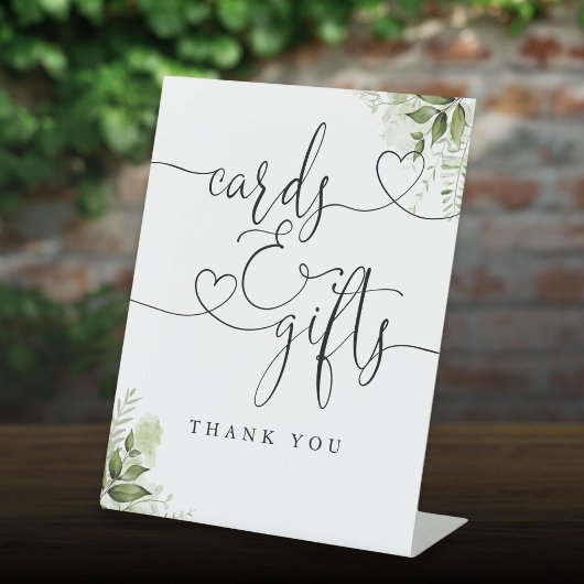 Hart Script Groen Bloemen Kaarten en geschenken Reclamebord Met Voetstuk