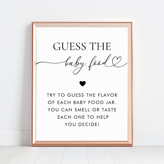 Hart Script Guess the Baby Food Shower Game Poster