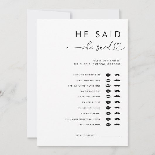 Hart script Hij zei dat ze zei Vrijgezellenfeest s Kaart (Voorkant)