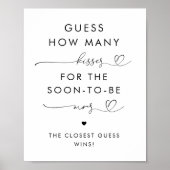 Hart Script Hoeveel Kisses Vrijgezellenfeest teken Poster (Voorkant)