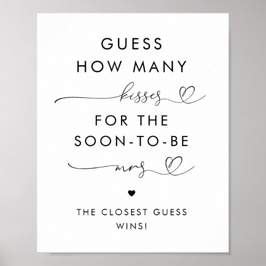 Hart Script Hoeveel Kisses Vrijgezellenfeest teken Poster (Voorkant)