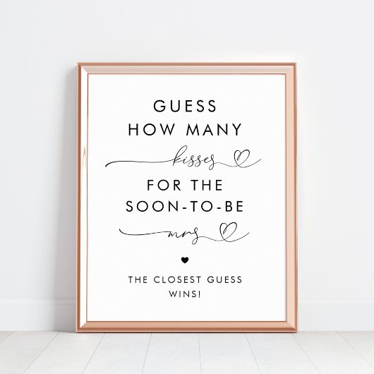 Hart Script Hoeveel Kisses Vrijgezellenfeest teken Poster