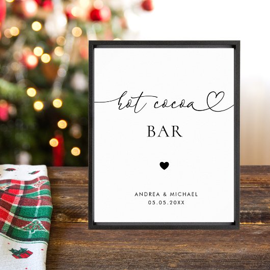 Hart Script Hot Cacao Bar Winter Trouwbord Poster