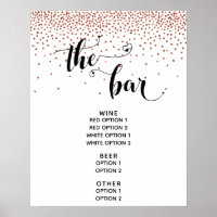 Hart Script & Koperen Confetti "De Bar" Menuboard