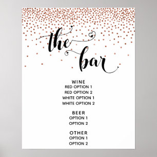 Hart Script & Koperen Confetti "De Bar" Menuboard Poster