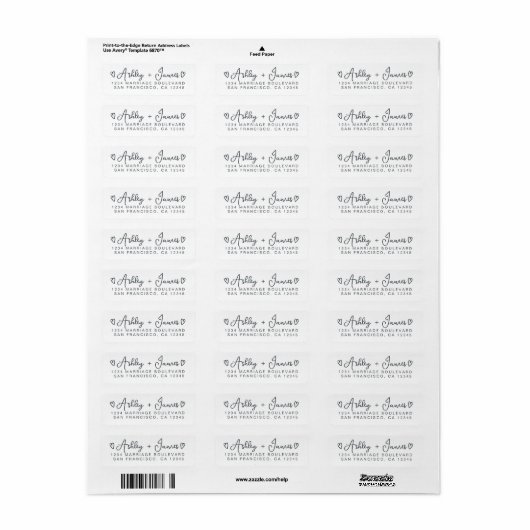 Hart Script Koppel Retouradreslabel Etiket (Full Sheet)