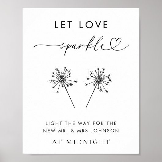Hart Script Laat Liefde Sparkle Bruiloft Sendoff T Poster (Voorkant)