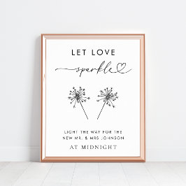 Hart Script Laat Liefde Sparkle Bruiloft Sendoff T Poster