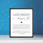 Hart Script Late Night Luiers Baby shower Teken Poster