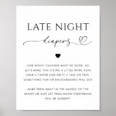 Hart Script Late Night Luiers Baby shower Teken Poster (Voorkant)