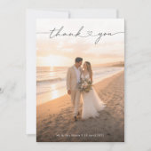 Hart Script Lettering Romantische Foto Huwelijk Bedankkaart (Voorkant)