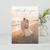 Hart Script Lettering Romantische Foto Huwelijk Bedankkaart (Staand voorkant)