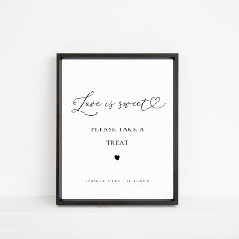 Hart Script Liefde is Sweet Favor Trouwbord Poster