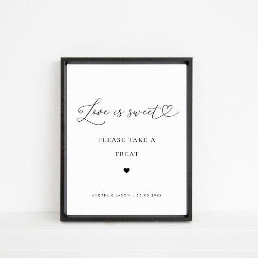 Hart Script Liefde is Sweet Favor Trouwbord Poster