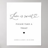 Hart Script Liefde is Sweet Favor Trouwbord Poster (Voorkant)