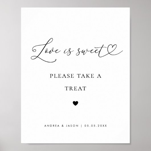 Hart Script Liefde is Sweet Favor Trouwbord Poster