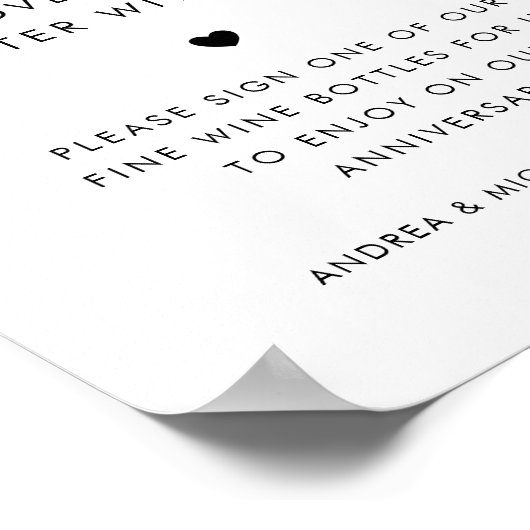 Hart Script Like Fijne Wijn Gastenboek Trouwbord Poster (Hoek)
