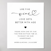 Hart Script Like Fijne Wijn Gastenboek Trouwbord Poster (Voorkant)