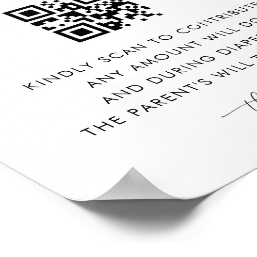 Hart Script Luier Fund Baby shower teken Poster (Hoek)