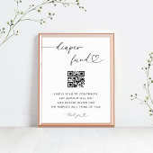 Hart Script Luier Fund Baby shower teken Poster