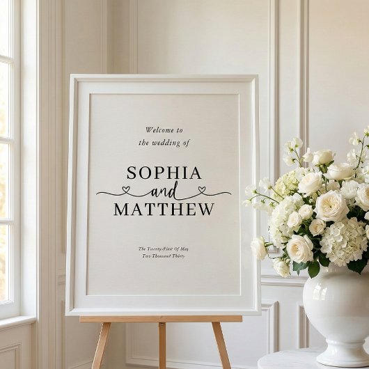 Hart Script Minimalistisch Trouw Welkom Bord Perfect Poster