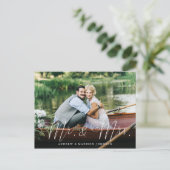 Hart Script Mr. & Mrs Wedding Elopement Briefkaart (Staand voorkant)