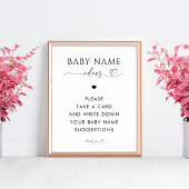 Hart Script Naam Suggesties Baby shower Teken Poster