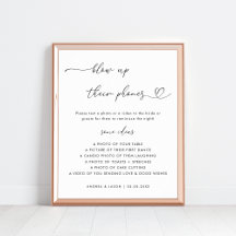 Hart script opblazen hun telefoons bruiloft teken